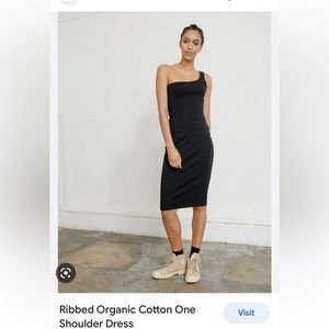 Ninety percent Ribbed one shoulder dress black M new